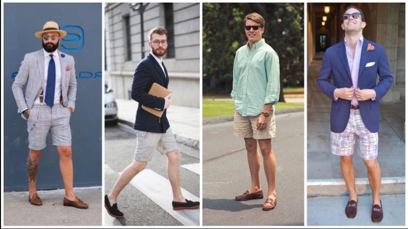 Cách phối giày da nam không dây với quần short