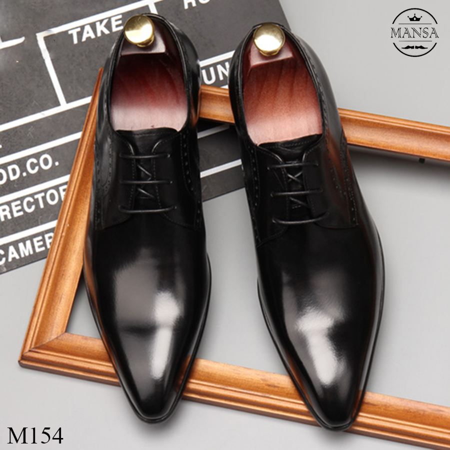 Giày da nam cao cấp mũi nhọn M154