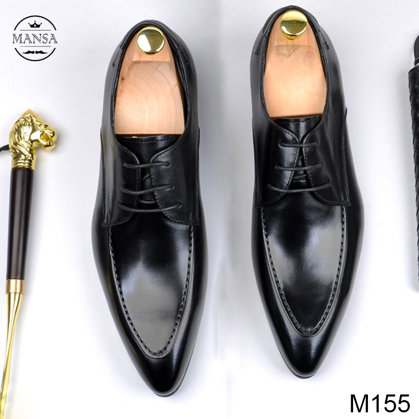 Giày tây nam mũi nhọn bo viền trẻ trung M155