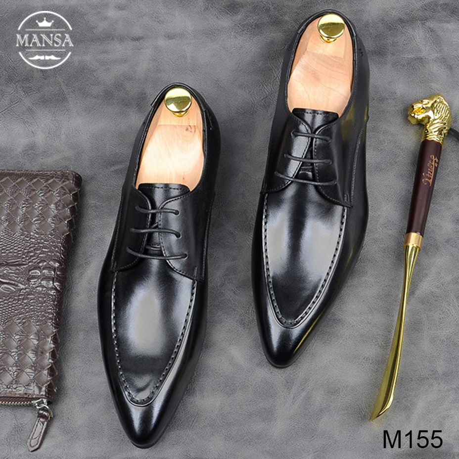 Giày tây nam mũi nhọn bo viền trẻ trung M155
