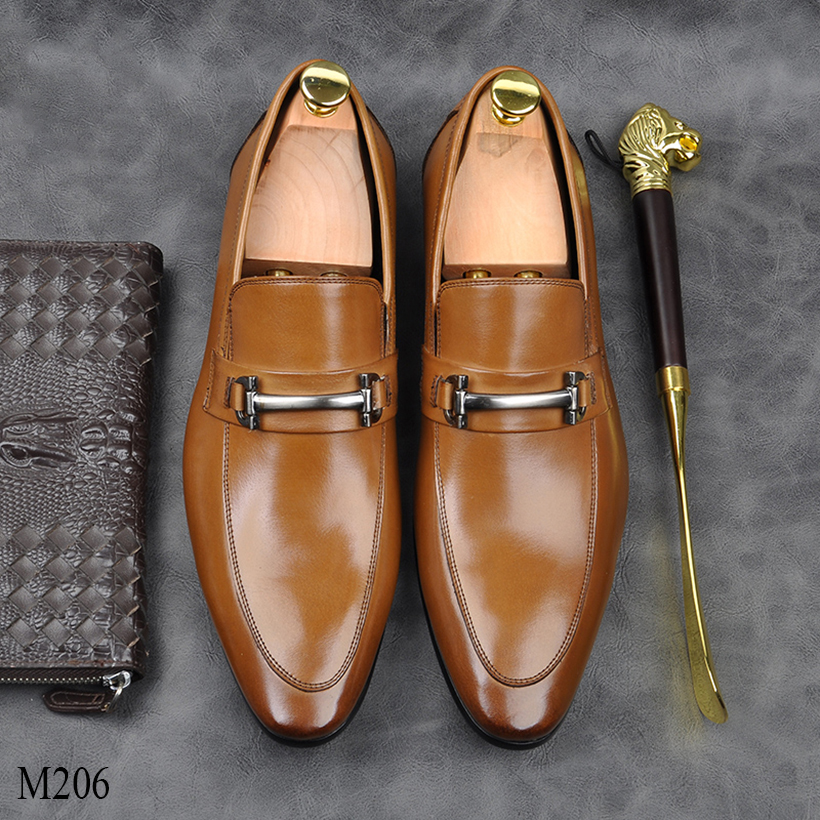 Giày lười da nam cao cấp màu vàng bò M206V