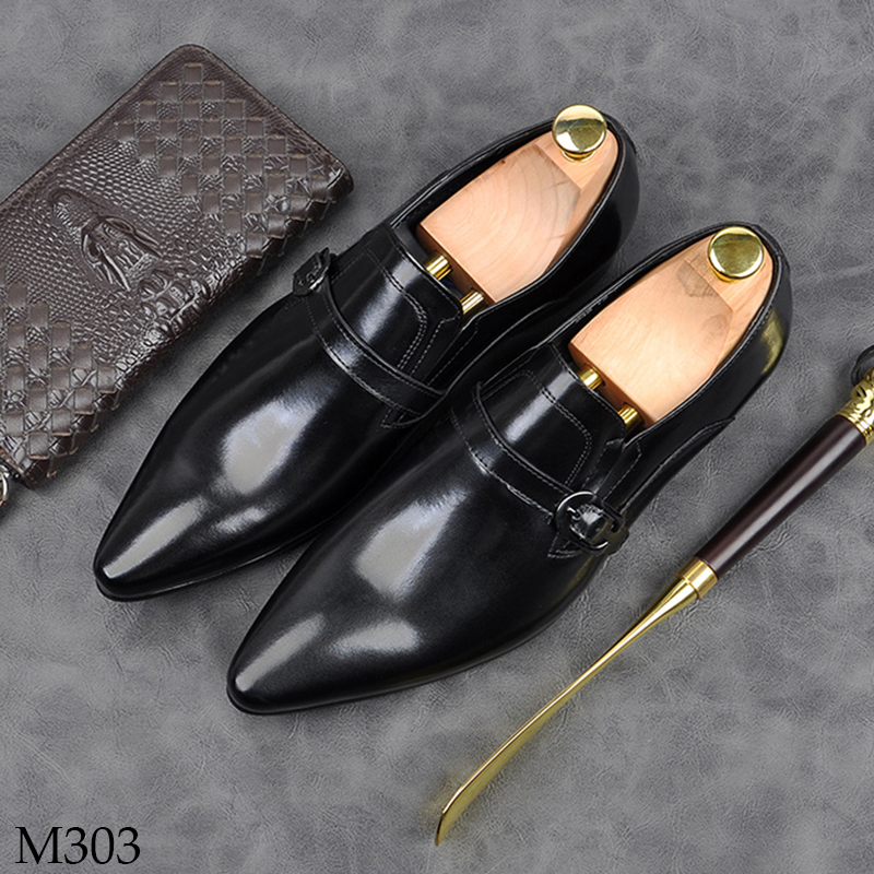 Giày da công sở mũi nhọn Single Monk Strap M303