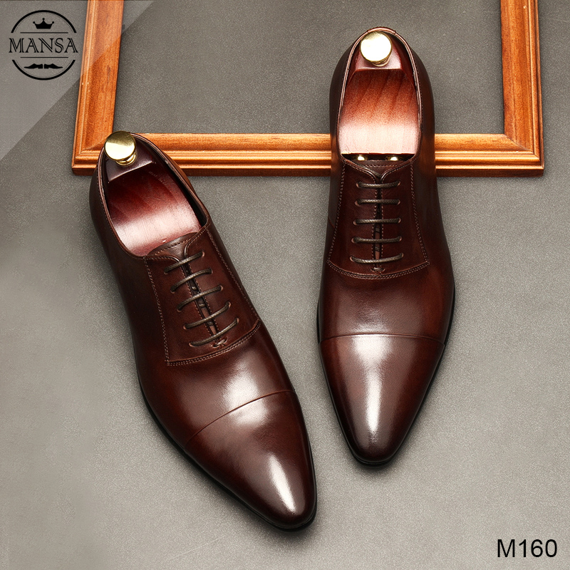 Giày tây nam da bò cao cấp màu nâu M160