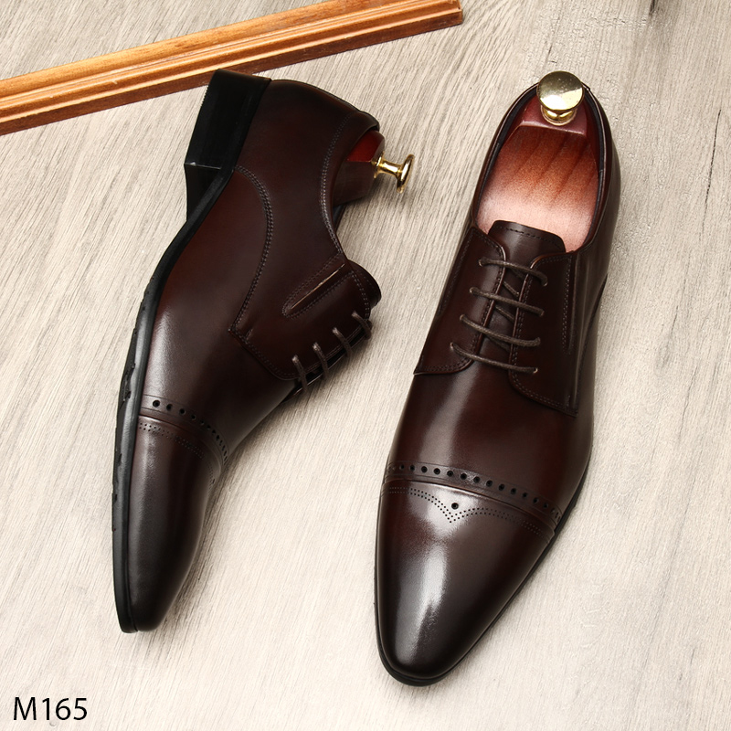 Giày da nam màu nâu kiểu dáng sang trọng M165