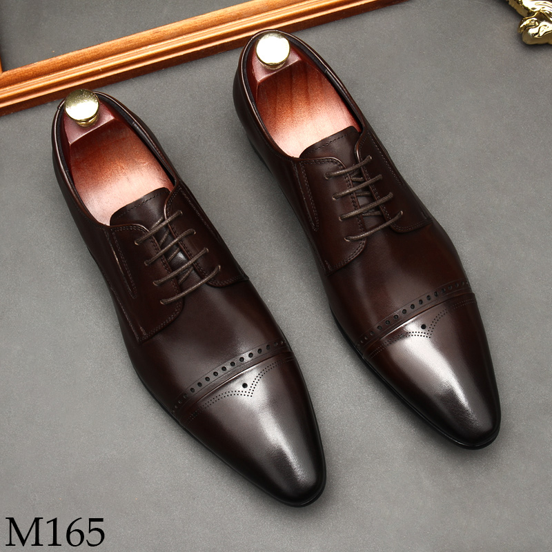 Giày da nam màu nâu kiểu dáng sang trọng M165