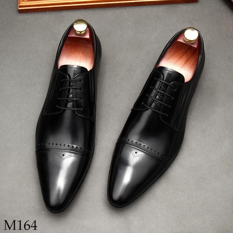 Giày da nam Derby màu đen cao cấp M164