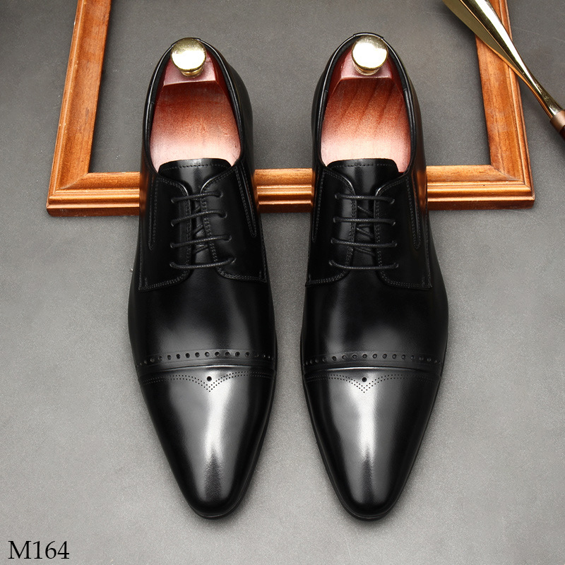 Giày da nam Derby màu đen cao cấp M164