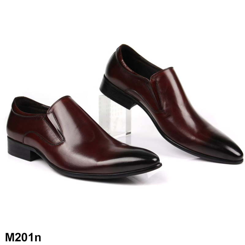 Giày lười nam công sở màu nâu đỏ dáng trơn M201N