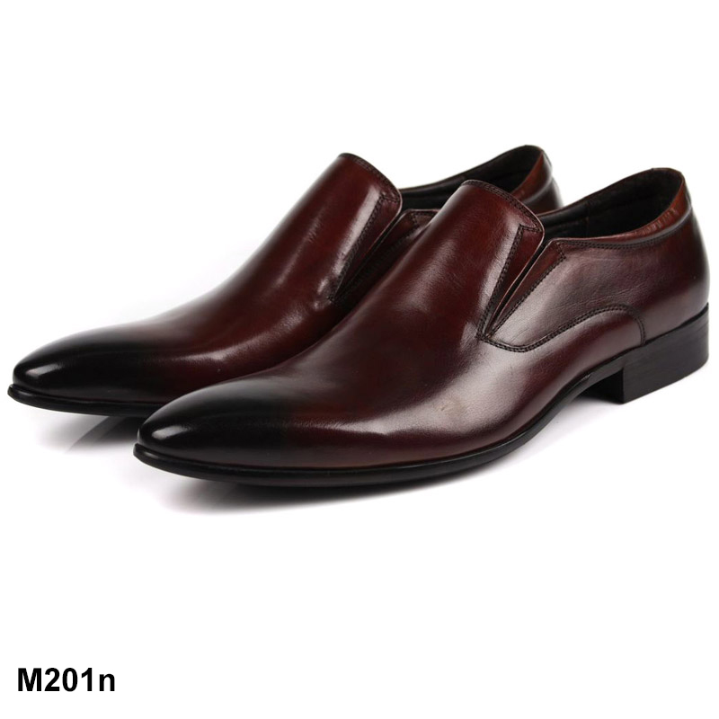 Giày lười nam công sở màu nâu đỏ dáng trơn M201N