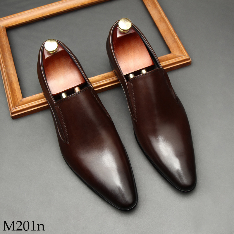 Giày lười nam công sở màu nâu đỏ dáng trơn M201N