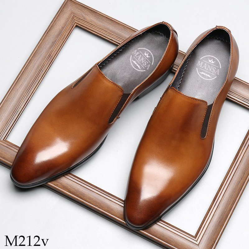 Giày lười da nam màu vàng bò kiểu dáng trơn trẻ trung M212V