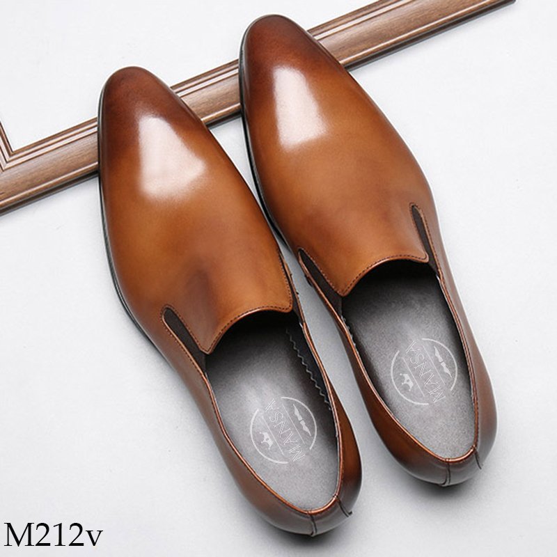 Giày lười da nam màu vàng bò kiểu dáng trơn trẻ trung M212V